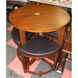 MAHOGANY STAINED WOOD ROUND PUB TABLE 36"