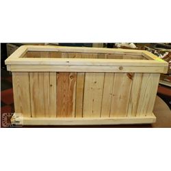 STAINED PINE PLANTER 27" X 11" X 12" ON CHOICE