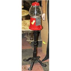 VINTAGE GUMBALL MACHINE ON CAST  IRON STAND