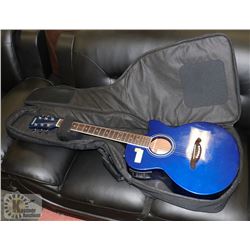 AUSTIN GUITAR PICK UP BLUE ACOUSTIC WITH SOFT CASE