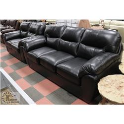 NEW BLACK PLUSH LEATHERETTE SOFA 88" W/LOVESEAT
