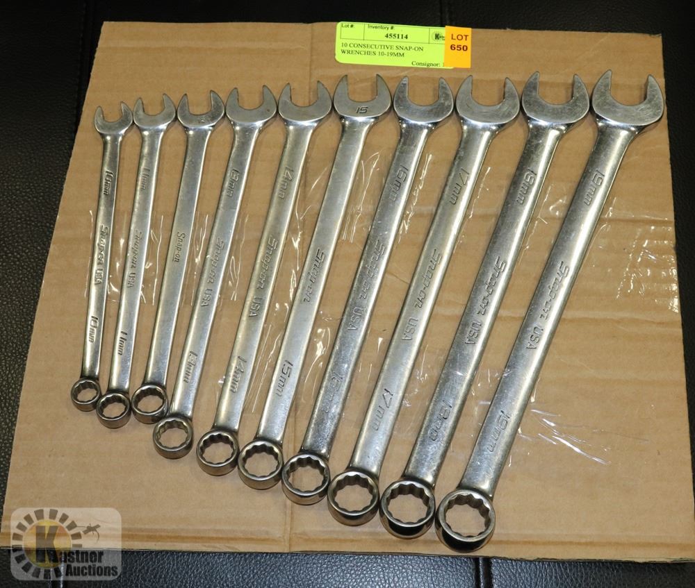 10 CONSECUTIVE SNAPON WRENCHES 1019MM