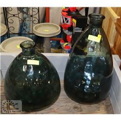 2 LARGE GLASS SHOWHOME VASES 24" & 17"