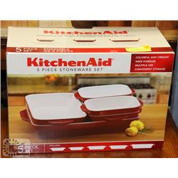 NEW KITCHENAID 5-PC STONEWARE SET, RED -