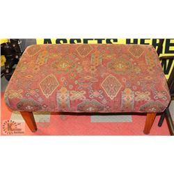 RED NEW MEXICO AZTECK STYLE FOOTSTOOL WITH CHERRY