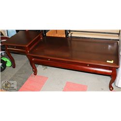 COFFEE AND END TABLES, SOLID WOOD WITH DRAWERS