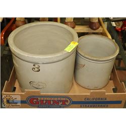 3 GALLON MEDALTA & 1 GALLON RED WING CROCKS.