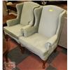 Image 1 : 2 GREEN WING BACK CHAIRS.
