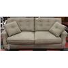 Image 1 : BEIGE MICROSUEDE SOFA 86"X37"X38"H.