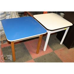 LOT OF 2 WOOD TABLES 24"X24"X21"H.