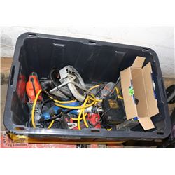 TOTE OF ASSORTED POWER TOOLS.