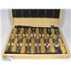 Image 1 : 12PC WOOD CARVING CHISEL SET IN WOOD BOX.