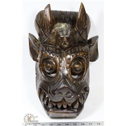 INDIGENOUS CARVED WOODEN DEMON MASK