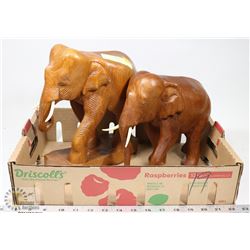 A PAIR OF OF HANDCARVED WOODEN ELEPHANT