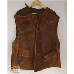 VINTAGE LEATHER VEST WITH SIGNATURES FROM 129 WING