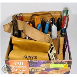 BOX W/KUNY'S ELECTRICIANS TOOLBELT FULL