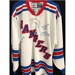 NEW YORK RANGERS AUTOGRAPHED JERSEY (MARCEL DIONNE/ EDGAR LAPRADE/ CESARE MANIAGO) AJ SPORTS COA