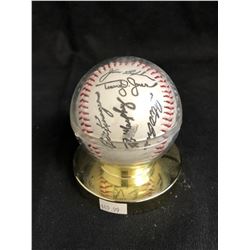 MULTI FACSIMILE SIGNED BASEBALL W/ DISPLAY CASE