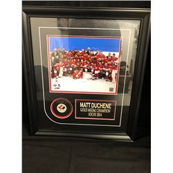 MATT DUCHENE SIGNED TEAM CANADA HOCKEY PUCK SHADOW BOXED PHOTO DISPLAY (2014 SOCHI GOLD MEDALISTS)