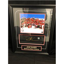 JOHN TAVARES SIGNED HOCKEY STICK BLADE SHADOW BOXED PHOTO DISPLAY (2014 SOCHI GOLD MEDALISTS)