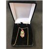 Image 1 : SAPPHIRE/ EMERALD CHARM PENDANT W/ GOLD CHAIN