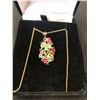 Image 2 : SAPPHIRE/ EMERALD CHARM PENDANT W/ GOLD CHAIN