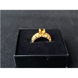 ORANGE & YELLOW CITRINE RING (STERLING SILVER W/ COPPER ALLOY)