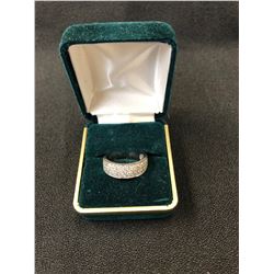 TED DIAMOND PAVE BAND 18K WHITE GOLD LADY'S RING (STAMPED TESTED)