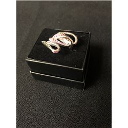 ROUND CUT TOP RICH RED PINK RUBY SIGNATURE RING (SIZE 8) 925 STERLING SILVER