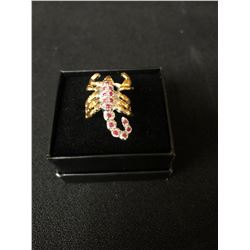 ROUND CUT TOP RICH RED PINK SCORPION RUBY RING (SIZE 9) 925 STERLING SILVER