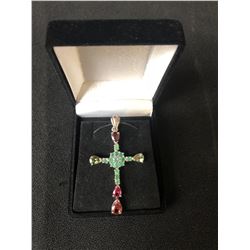 ZIRCON RUBY EMERALD CROSS