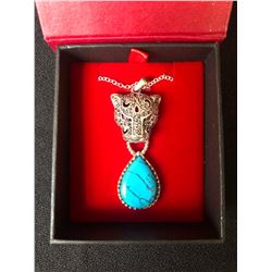 TOP NICE BLUE LEOPARD PENDANT (925 STERLING SILVER)