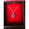 Image 1 : OVAL CABOCHON TOP BLOOD RED RUBY W/ SAPPHIRE PENDANT (925 FINE SILVER)