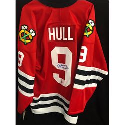 BOBBY HULL SIGNED BLACK HAWKS JERSEY (AJ SPORTS COA)