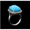 Image 4 : 14KT White Gold 8.79 ctw Turquoise and Diamond Ring