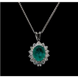 14KT White Gold 2.95 ctw Chrysoprase and Diamond Pendant With Chain