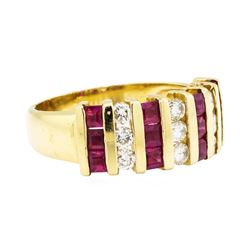 1.00 ctw Ruby and Diamond Ring - 14KT Yellow Gold