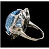 Image 3 : 32.63 ctw Aquamarine and Diamond Ring - 14KT White Gold