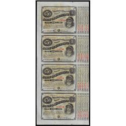 Uncut Sheet of (4) State of Louisiana Baby Bond Obsolete Notes