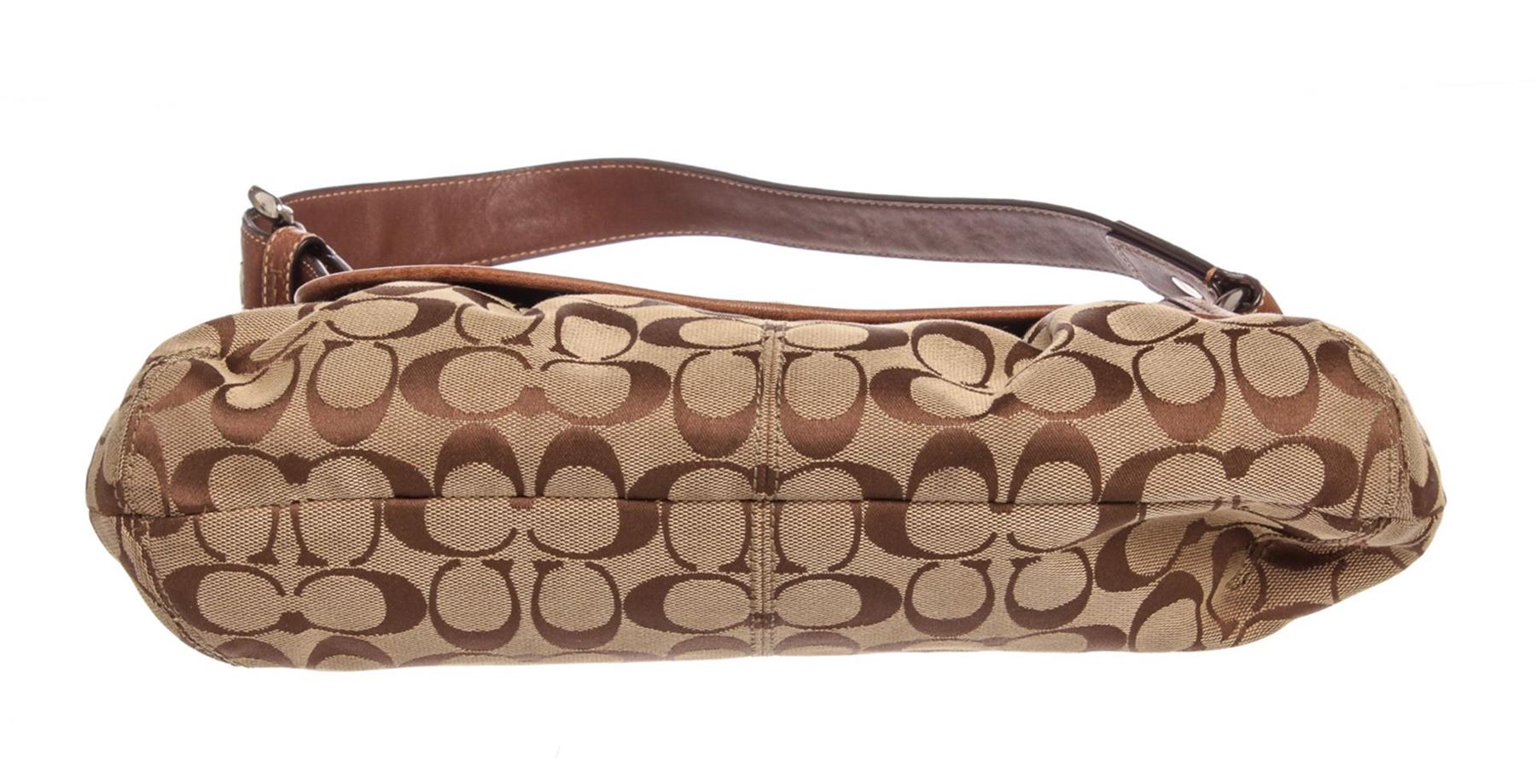 Coach Brown Monogram Canvas Leather Trim Shoulder Bag coach-brown-monogram-canvas-leather-trim-shoulder-bag