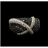 Image 6 : 5.45 ctw Black Diamond Pendant and Earrings Set - 14KT White Gold