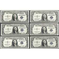 Lot of (6) 1935E $1 Silver Certificate Notes