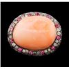Image 2 : 32.75 ctw Coral Ring - 18KT White & Black Rhodium Plated Gold