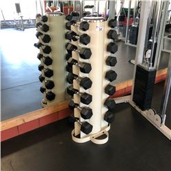 SELF STANDING DUMBBELL RACK WITH WEIGHTS