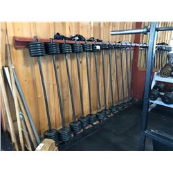 BARBELL RACK WITH WEIGHTS AND BARS