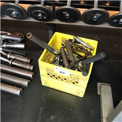 BIN OF ASSORTED LIFTING GRIPS, ACCESSORIES AND MORE