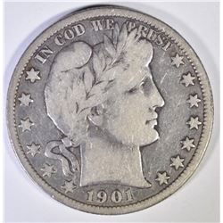 1901-O BARBER HALF DOLLAR  CHOICE FINE