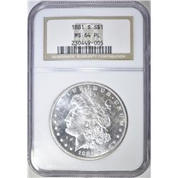 1881-S MORGAN DOLLAR  NGC  MS-64 PL