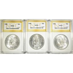 (3) 1896 MORGAN DOLLARS  NTC CH BU