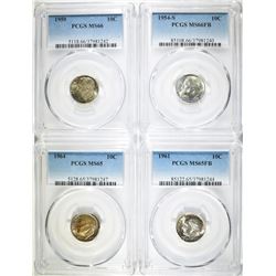 (4)  ROOSEVELT DIMES 1954-S PCGS MS-66FB,